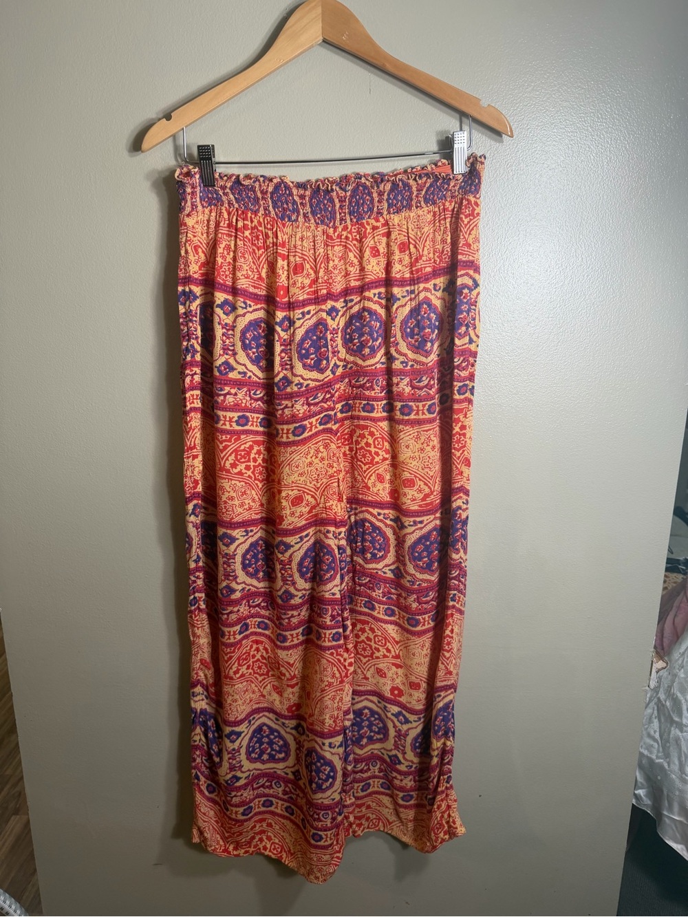 Angie Boho Palazzo Pants M Wide Leg Paisley Festival Lounge Pants